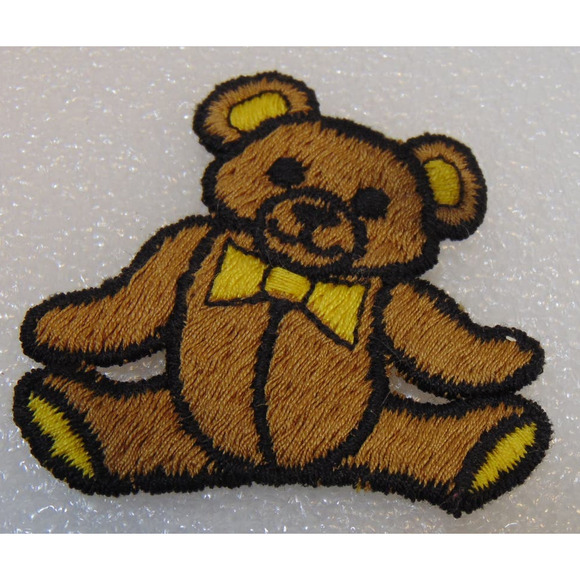 Teddy Bear Patch X 2 Bowtie 2" Sew On Designer Badge Embroidered Clothing Jacket - Picture 4 of 6